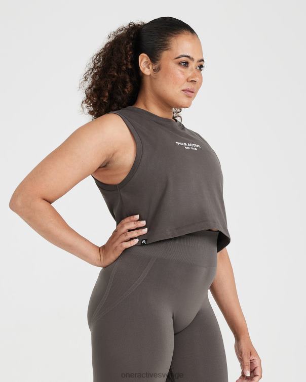 Kläder tvättad djup taupe 4B046537 grafisk jersey tank Oner Active