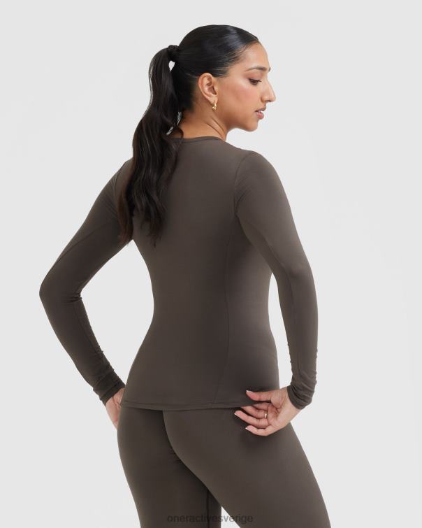 Kläder djup taupe 4B046393 mjuk mjuk långärmad topp Oner Active