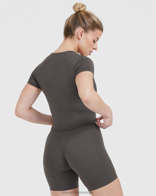 Kläder djup taupe 4B046433 mjuk mjuk t-shirt med mitten av kort ärm Oner Active