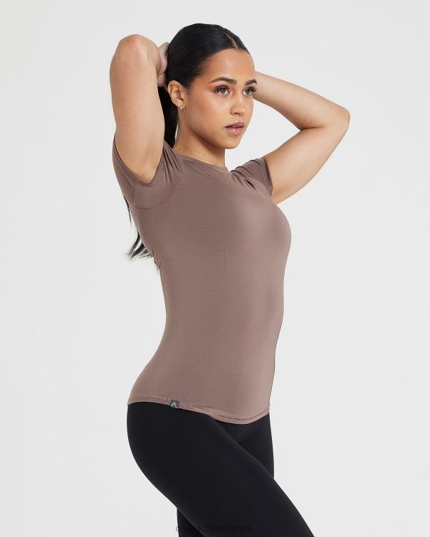 Kläder kall brun 4B046384 mjuk mjuk kortärmad t-shirt Oner Active