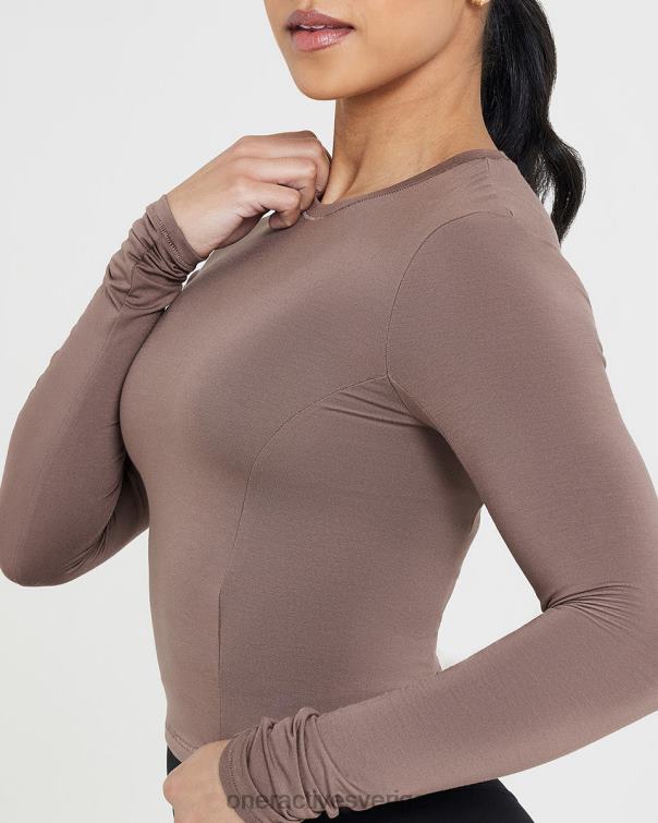 Kläder kall brun 4B046385 mjuk mjuk mellanlångärmad topp Oner Active