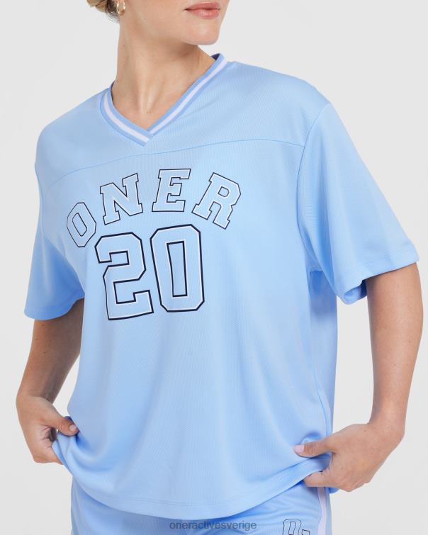 Kläder pudrad blå 4B046413 varsity v-ringad kortärmad t-shirt Oner Active