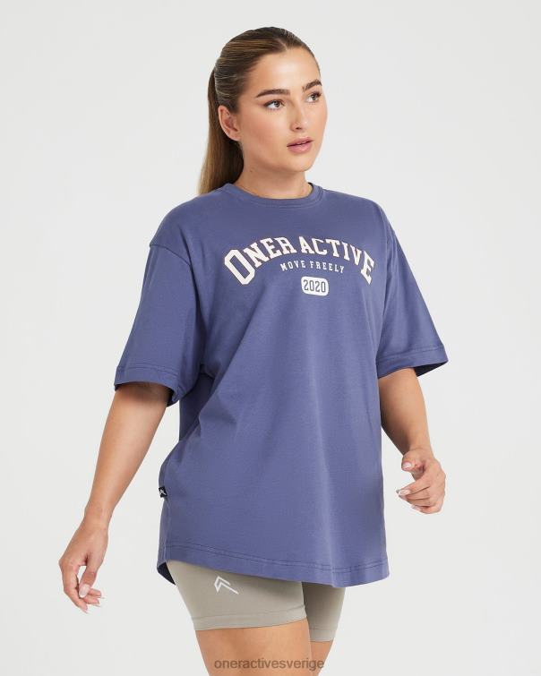 Kläder skifferblå 4B046530 oversized kortärmad klubbt-shirt Oner Active