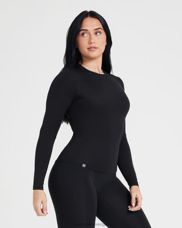 Kläder svart 4B046398 mjuk mjuk långärmad topp Oner Active