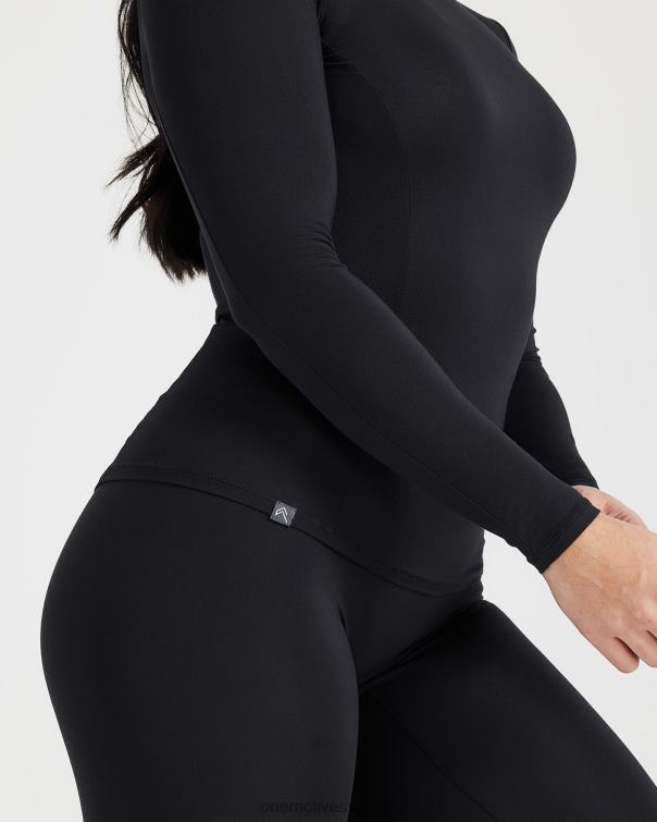 Kläder svart 4B046398 mjuk mjuk långärmad topp Oner Active