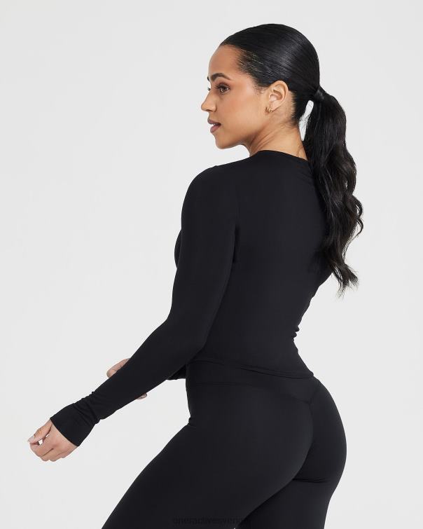 Kläder svart 4B046436 mjuk mjuk mellanlångärmad topp Oner Active