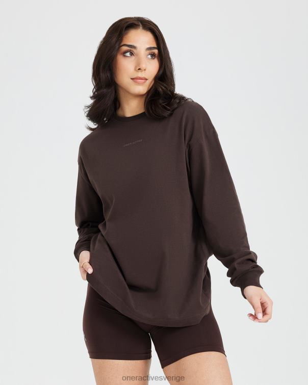 Kläder tvättad 70% kakao 4B046523 klassisk spegelgrafisk oversized långärmad topp Oner Active
