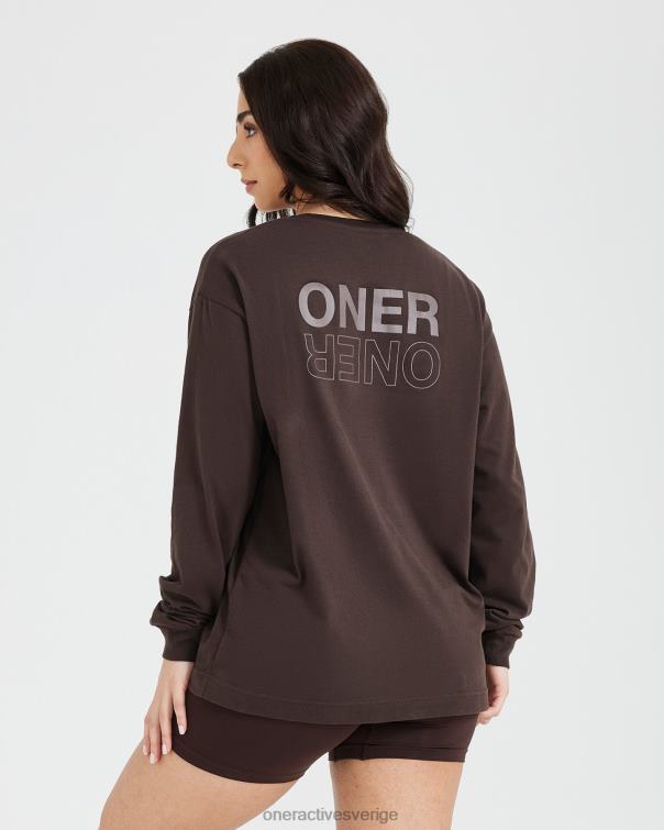 Kläder tvättad 70% kakao 4B046523 klassisk spegelgrafisk oversized långärmad topp Oner Active
