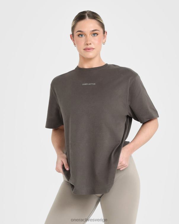 Kläder tvättad djup taupe 4B046503 klassisk spegelgrafisk oversized t-shirt Oner Active