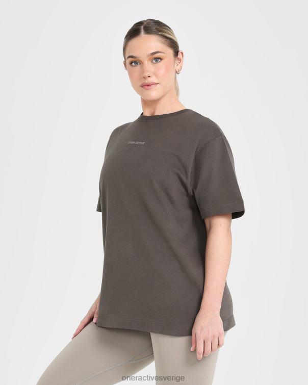 Kläder tvättad djup taupe 4B046503 klassisk spegelgrafisk oversized t-shirt Oner Active