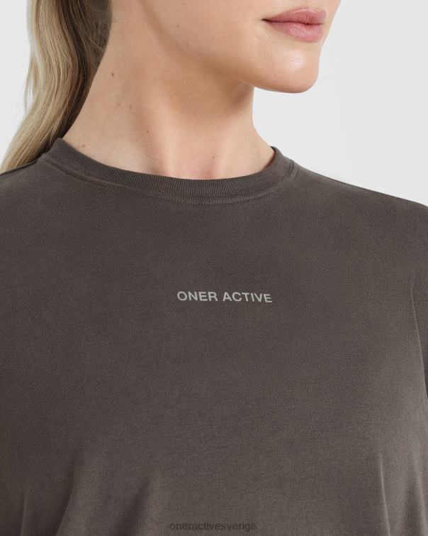 Kläder tvättad djup taupe 4B046503 klassisk spegelgrafisk oversized t-shirt Oner Active