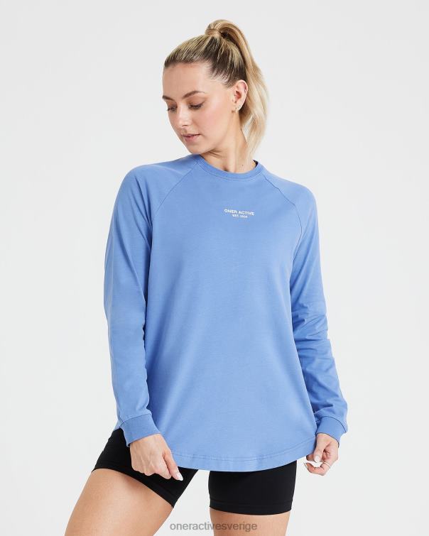 Kläder tvättad ljus denim 4B046548 grafisk oversized långärmad t-shirt Oner Active