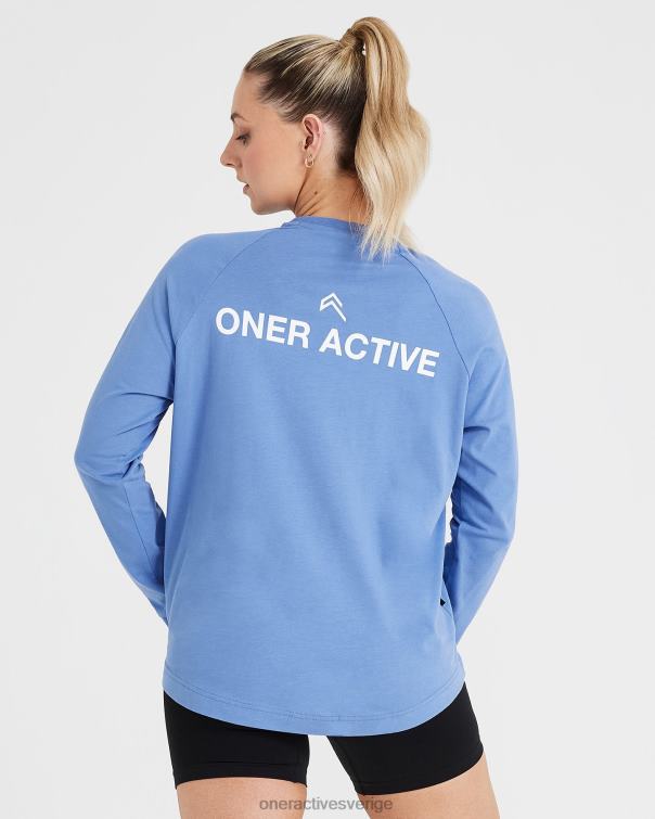 Kläder tvättad ljus denim 4B046548 grafisk oversized långärmad t-shirt Oner Active