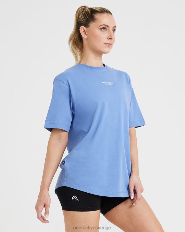 Kläder tvättad ljus denim 4B046550 grafisk oversized kortärmad t-shirt Oner Active