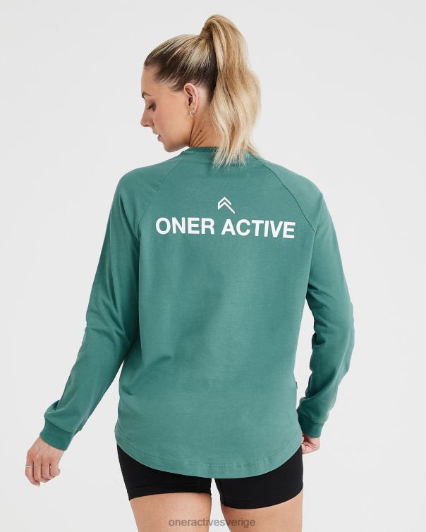Kläder tvättad mineralgrön 4B046549 grafisk oversized långärmad t-shirt Oner Active