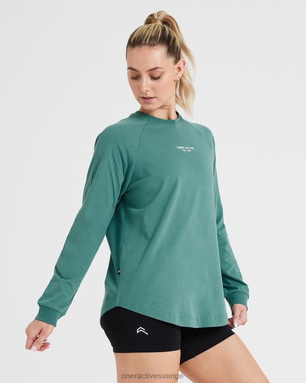 Kläder tvättad mineralgrön 4B046549 grafisk oversized långärmad t-shirt Oner Active