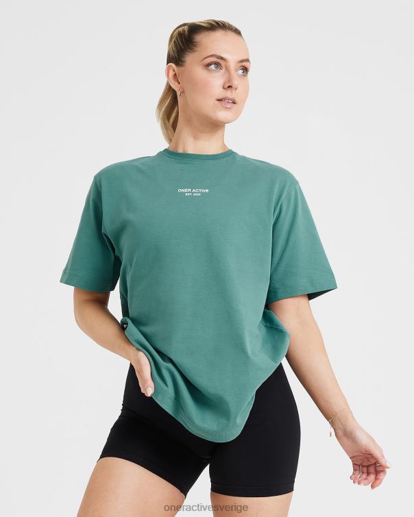 Kläder tvättad mineralgrön 4B046551 grafisk oversized kortärmad t-shirt Oner Active