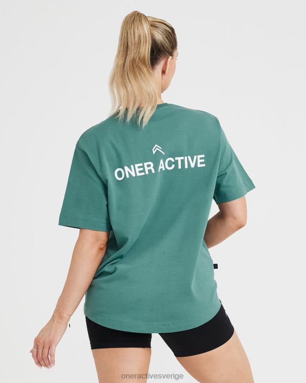 Kläder tvättad mineralgrön 4B046551 grafisk oversized kortärmad t-shirt Oner Active