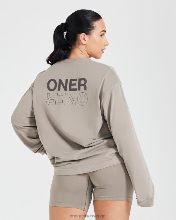 Kläder tvättad minky 4B046522 klassisk spegelgrafisk oversized långärmad topp Oner Active