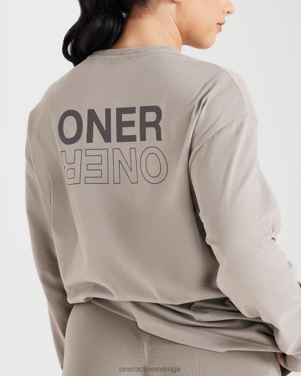 Kläder tvättad minky 4B046522 klassisk spegelgrafisk oversized långärmad topp Oner Active