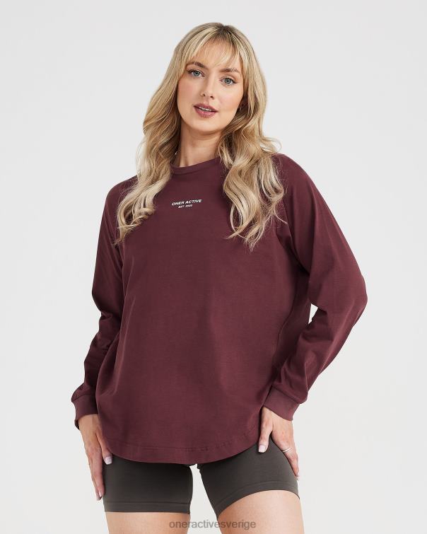 Kläder tvättad rosenträ 4B046558 grafisk oversized långärmad t-shirt Oner Active