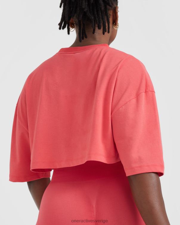 Kläder tvättad sötröd 4B046423 klassisk avslappnad lättvikts t-shirt Oner Active