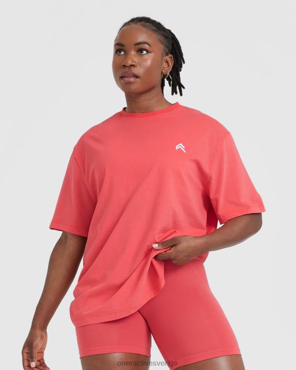 Kläder tvättad sötröd 4B046494 klassisk oversized lätt t-shirt Oner Active