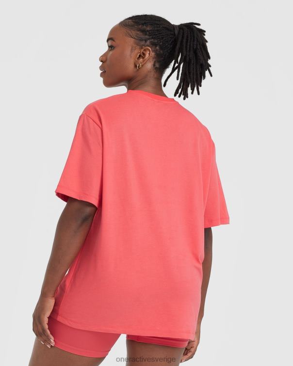 Kläder tvättad sötröd 4B046494 klassisk oversized lätt t-shirt Oner Active