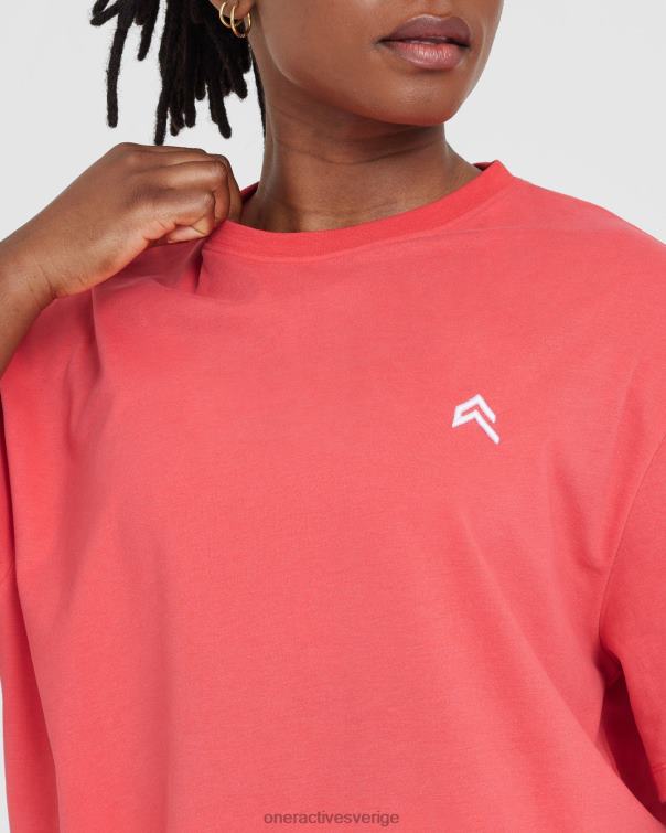 Kläder tvättad sötröd 4B046494 klassisk oversized lätt t-shirt Oner Active