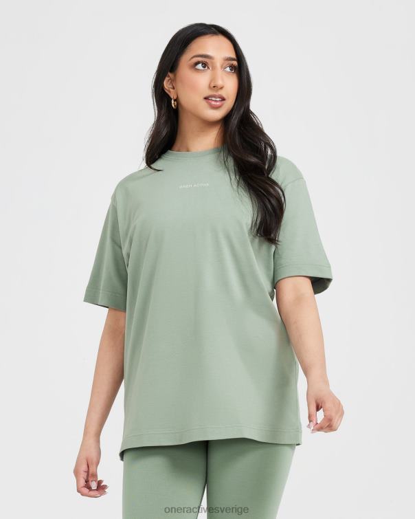 Kläder tvättad salvia 4B046508 klassisk spegelgrafisk oversized t-shirt Oner Active