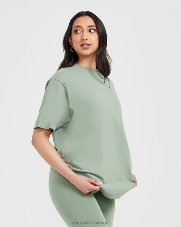 Kläder tvättad salvia 4B046508 klassisk spegelgrafisk oversized t-shirt Oner Active