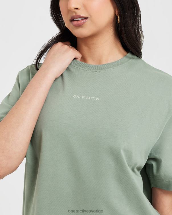 Kläder tvättad salvia 4B046508 klassisk spegelgrafisk oversized t-shirt Oner Active