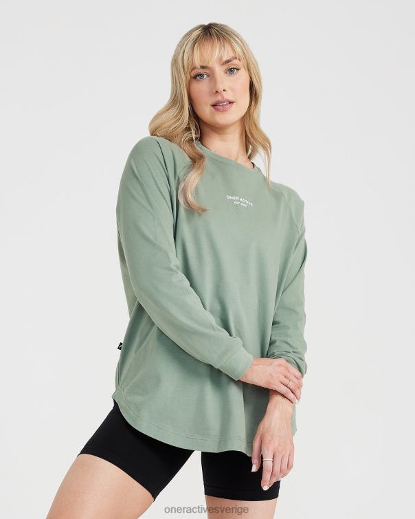 Kläder tvättad salvia 4B046556 grafisk oversized långärmad t-shirt Oner Active