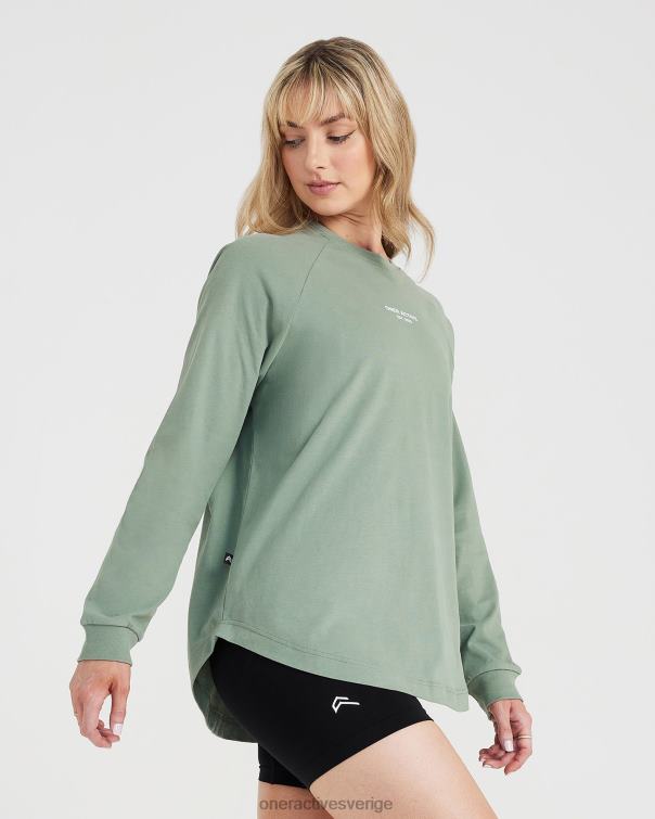 Kläder tvättad salvia 4B046556 grafisk oversized långärmad t-shirt Oner Active