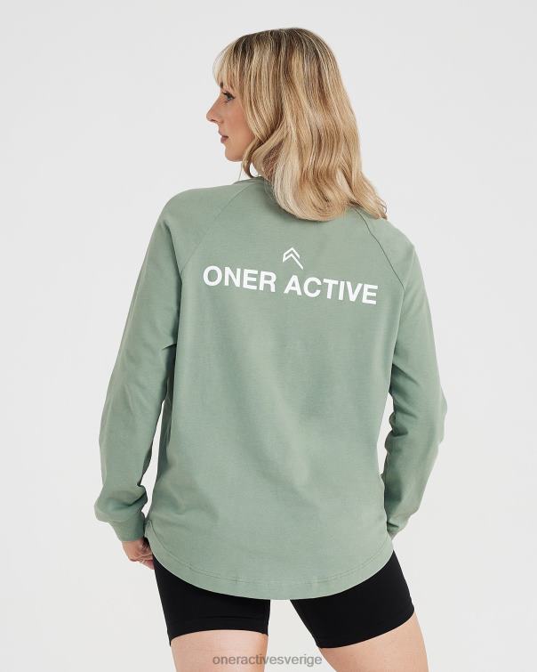 Kläder tvättad salvia 4B046556 grafisk oversized långärmad t-shirt Oner Active