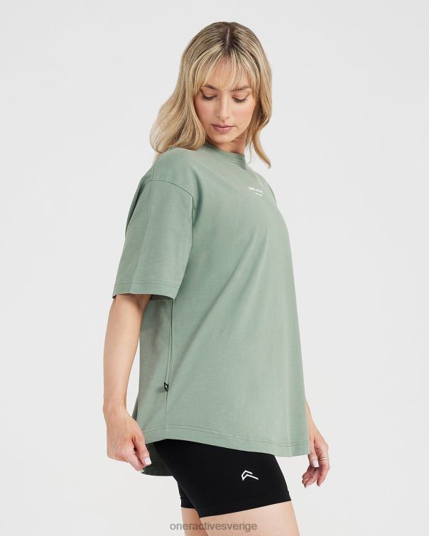 Kläder tvättad salvia 4B046561 grafisk oversized kortärmad t-shirt Oner Active