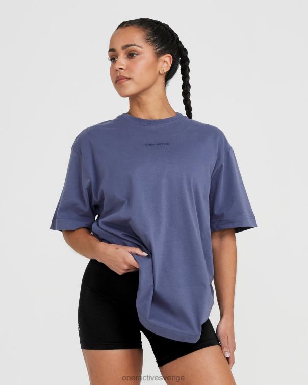 Kläder tvättad skifferblå 4B046506 klassisk spegelgrafisk oversized t-shirt Oner Active