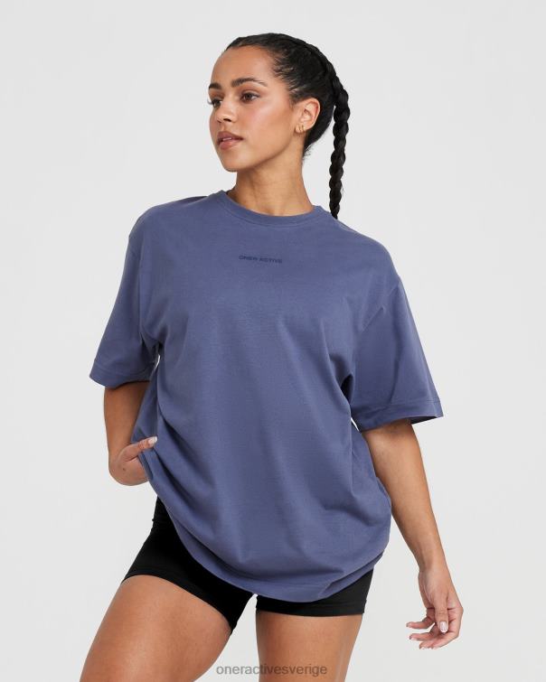 Kläder tvättad skifferblå 4B046506 klassisk spegelgrafisk oversized t-shirt Oner Active