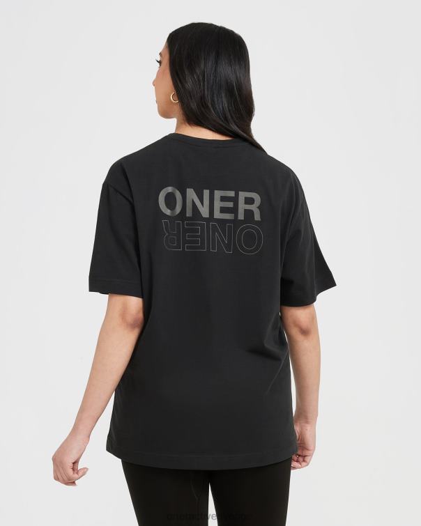 Kläder tvättad svart 4B046510 klassisk spegelgrafisk oversized t-shirt Oner Active