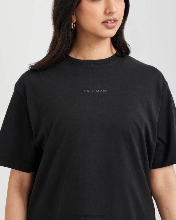 Kläder tvättad svart 4B046510 klassisk spegelgrafisk oversized t-shirt Oner Active