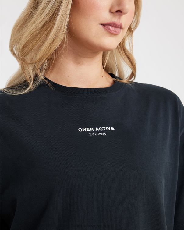Kläder tvättad svart 4B046567 grafisk oversized kortärmad t-shirt Oner Active