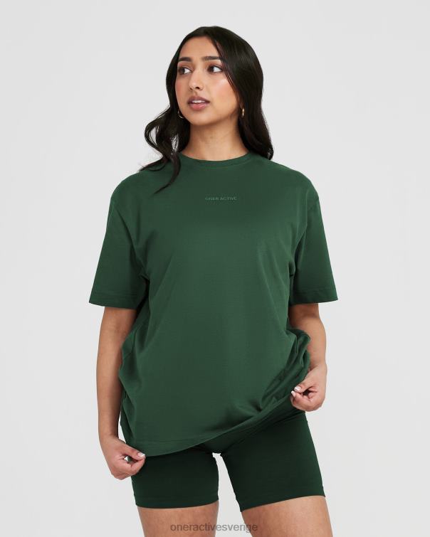 Kläder tvättad vintergrön 4B046504 klassisk spegelgrafisk oversized t-shirt Oner Active