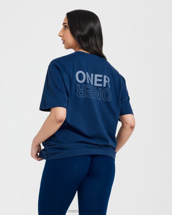 Kläder tvättade midnatt 4B046509 klassisk spegelgrafisk oversized t-shirt Oner Active