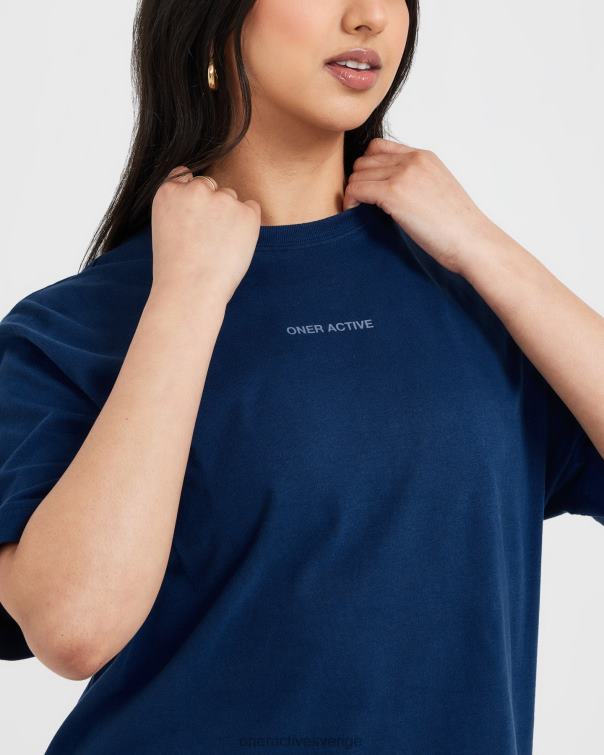 Kläder tvättade midnatt 4B046509 klassisk spegelgrafisk oversized t-shirt Oner Active