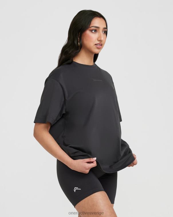 Kläder tvättat kol 4B046512 klassisk spegelgrafisk oversized t-shirt Oner Active