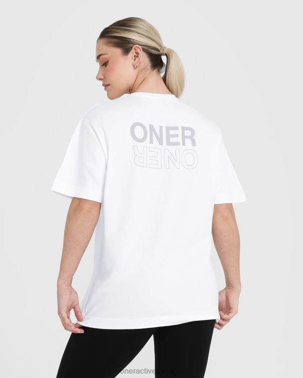 Kläder vit 4B046502 klassisk spegelgrafisk oversized t-shirt Oner Active
