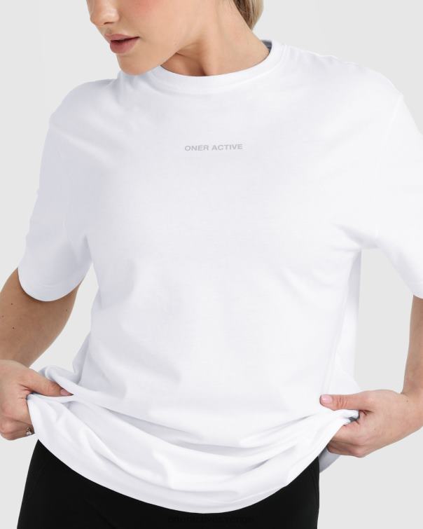 Kläder vit 4B046502 klassisk spegelgrafisk oversized t-shirt Oner Active