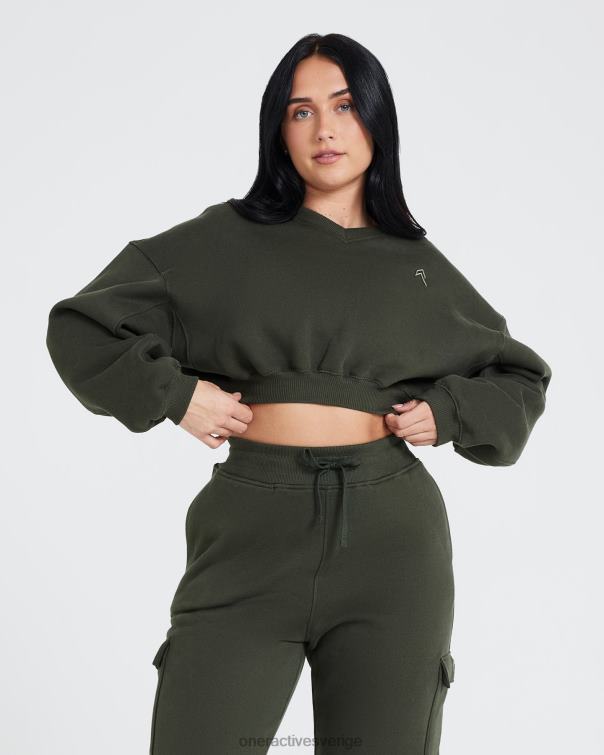 Kläder kaki 4B046609 oversized v-ringad sweatshirt hela dagen Oner Active