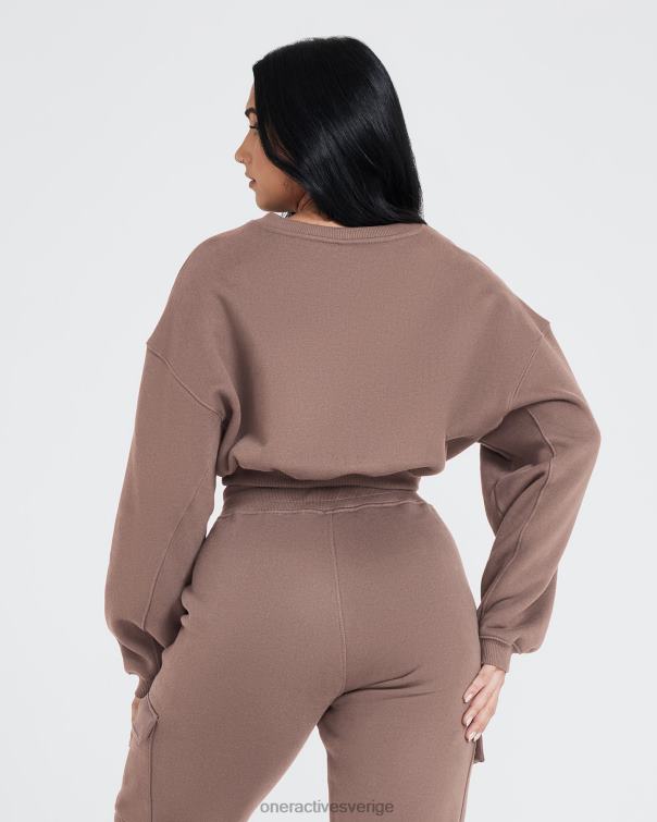 Kläder kall brun 4B046608 oversized v-ringad sweatshirt hela dagen Oner Active