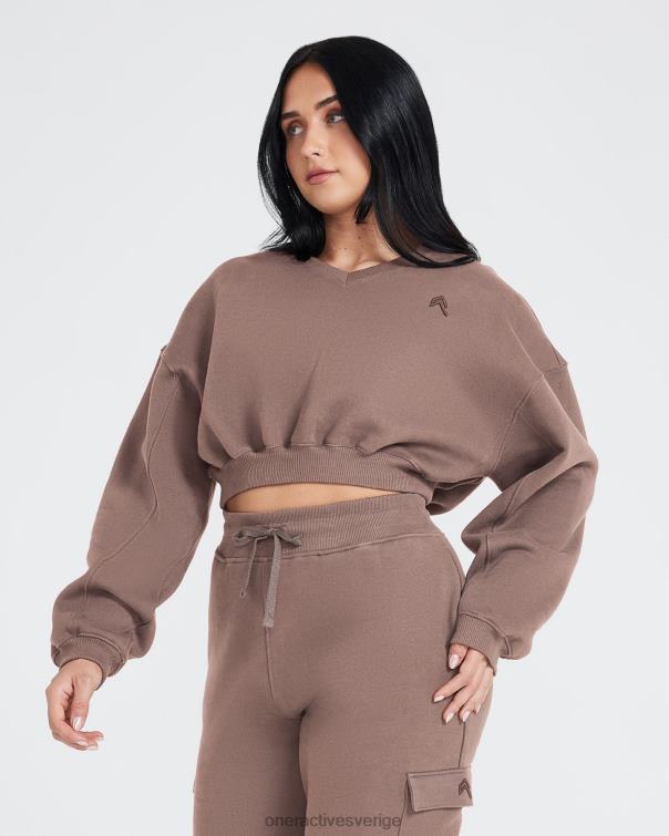 Kläder kall brun 4B046608 oversized v-ringad sweatshirt hela dagen Oner Active